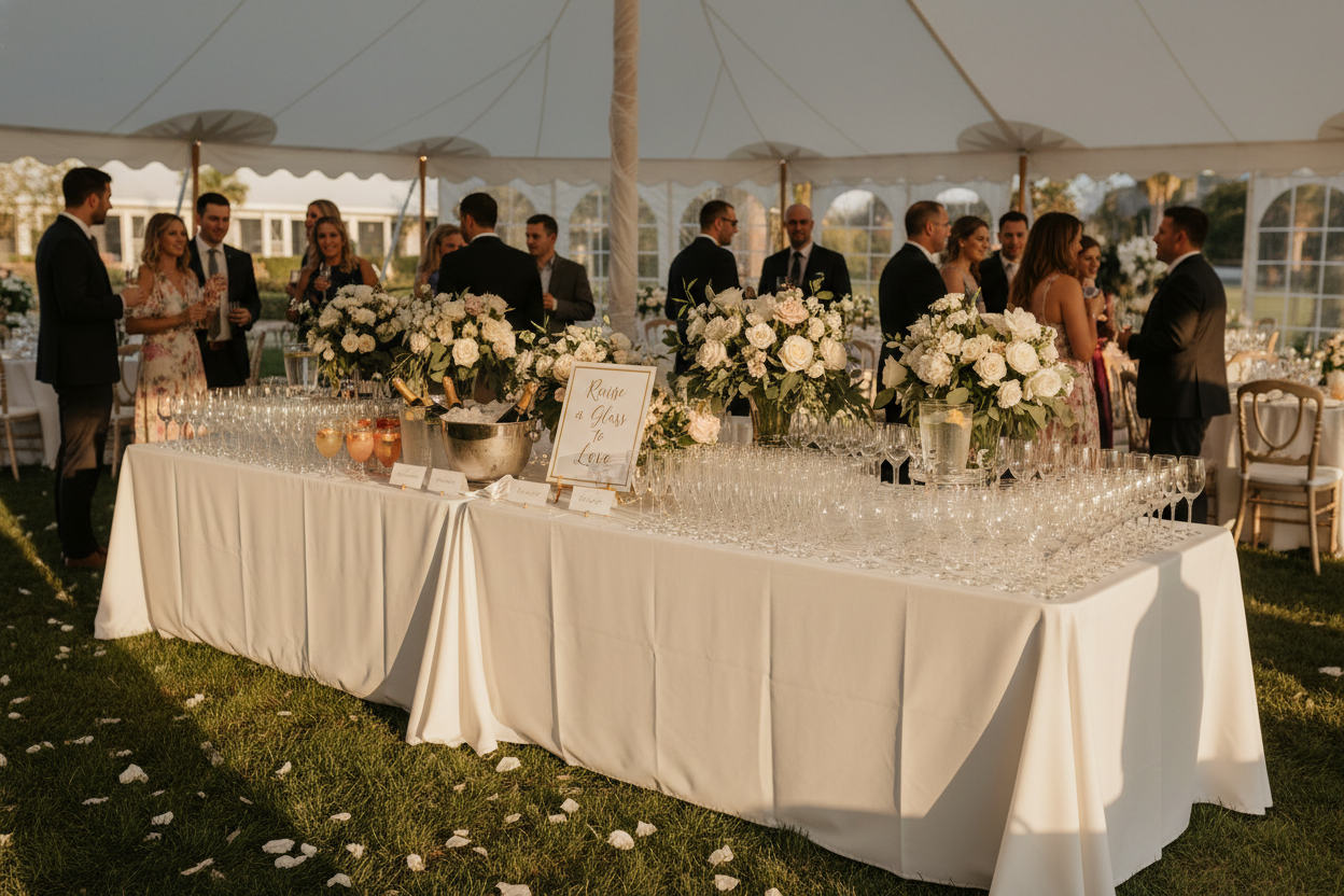 drinks table setup at a wedding